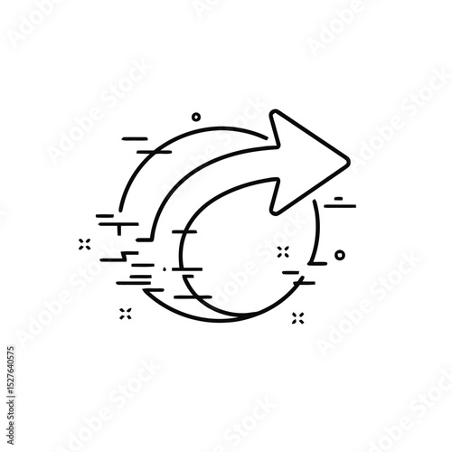 Abstract circular arrow design with dynamic motion lines  