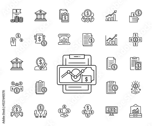 Business and Finance Line Icons Set
Collection of Modern Business Outline Icons
Universal Business and Office Vector Icons
Financial Management and Banking Icon Pack
Corporate and Economic Glyph Icons
