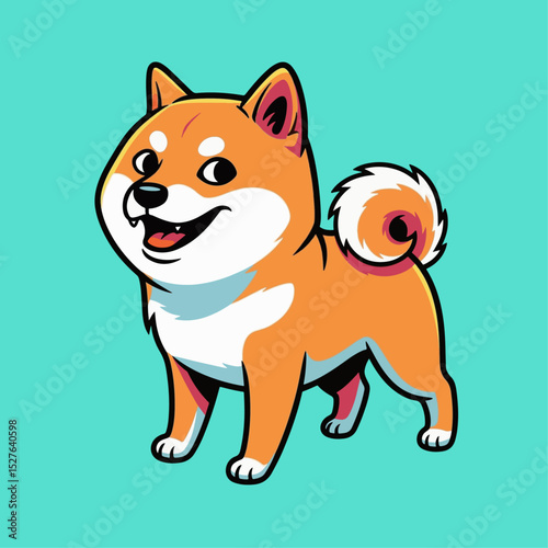 Charming Shiba Inu Puppy Frolicking in Playful Garden Bright Colors