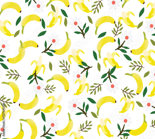 seamless pattern with yellow flowers. Yellow banana pattern