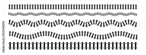 Railway train track vector route. Rail pattern curve railroad path icon PNG