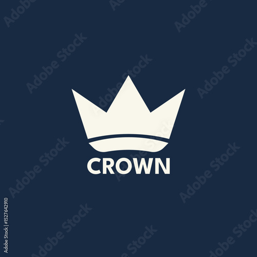 A sleek geometric crown logo in monochrome, designed with clean lines and sharp angles, placed against a dark background