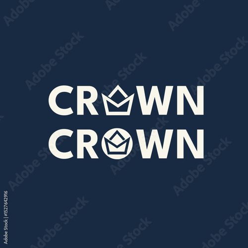 A sleek geometric crown logo in monochrome, designed with clean lines and sharp angles, placed against a dark background