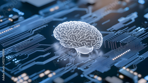 A digital illustration of a brain overlaid on a circuit board, symbolizing the intersection of neuroscience and technology.