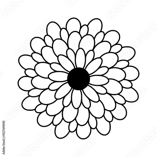 Elegant Black and White Flower Illustration Simple Floral Design