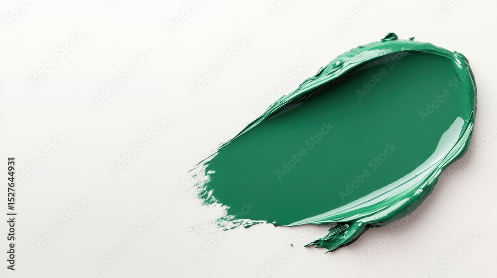 Fototapeta premium Vibrant green paint smear on a neutral background ideal for creative projects