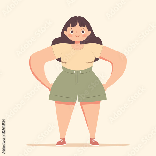 Girl in shorts with exaggerated body shapes