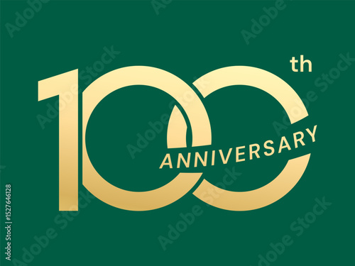 100th Anniversary luxury gold celebration with overlapping Text in numbers typography vector design twisted infinity concept. One Hundred years anniversary gold number for business, card, greeting.