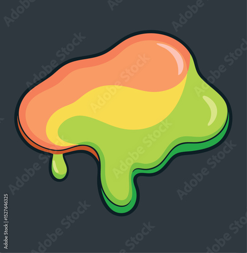 Colorful dripping slime isolated on black background. Vector illustration