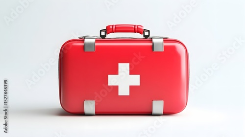 Red first aid kit case medical emergency supplies