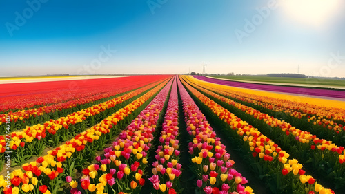 Wallpaper Mural field of tulips in spring Torontodigital.ca