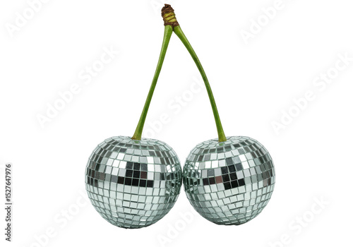 Isolated Disco Ball Cherries Duo