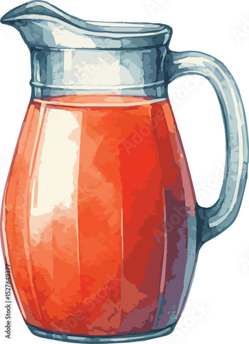 Vector watercolor painted illustration of a juice jug