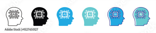 artificial intelligence icon set. containing AI powered mind, artificial intelligence and human machine synergy, icon thin line and color style symbol sign for your app and web. vector illustration