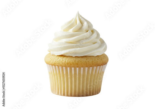 Isolated Cupcake with Vanilla Frosting