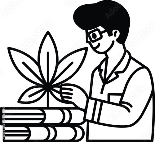 A man is holding a leafy plant in his hand