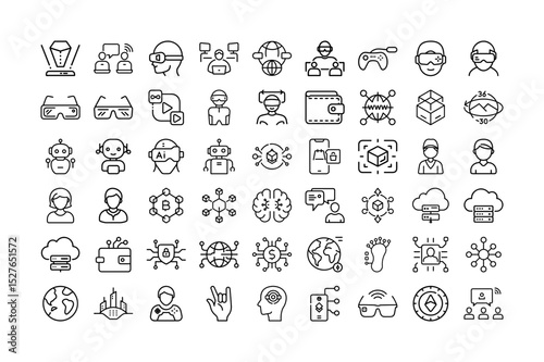Virtual Reality and Gaming Line Icons  VR Headset, Console, Controller & eSports Icons