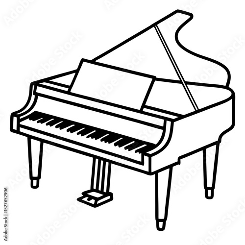 Grand piano line art illustration