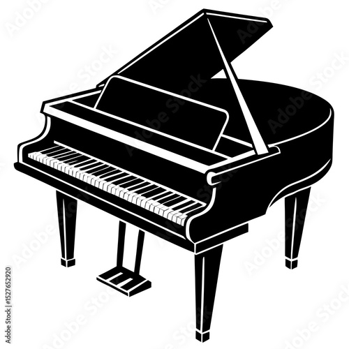 Black and white grand piano illustration