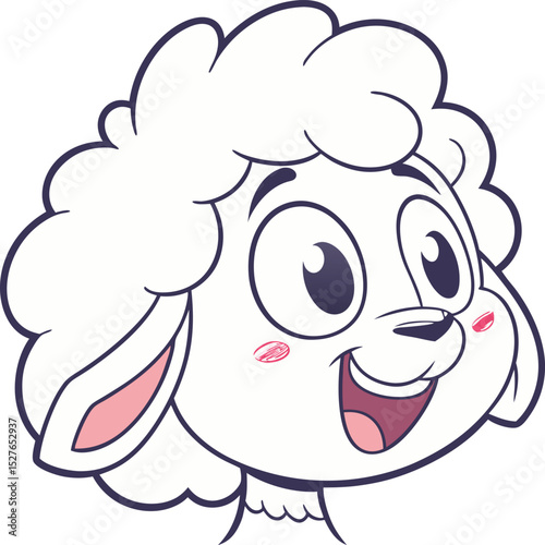 Delightful cartoon lamb head design perfect for branding children's products or creating cheerful logos and icons