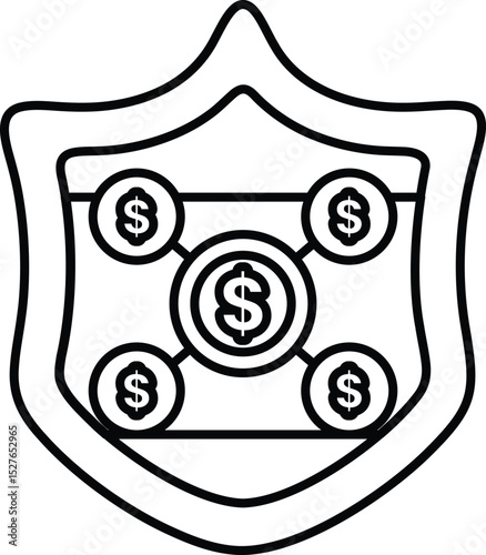 A shield with four dollar signs on it