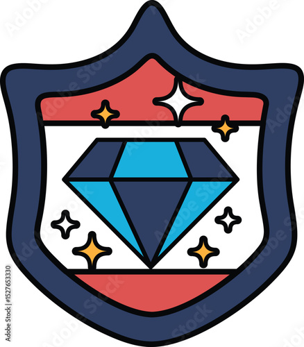 A blue shield with a diamond on it