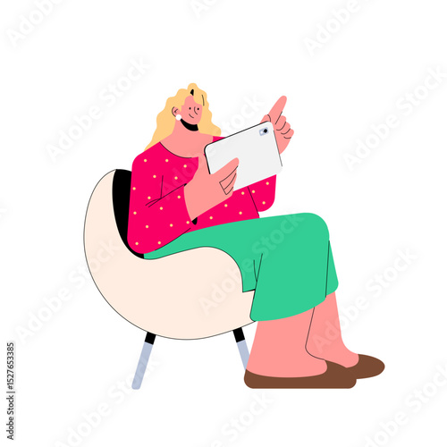 Women sitting holding ipad