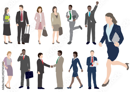 Business People in Action – Corporate Team Collaboration, Travel, and Success Concept