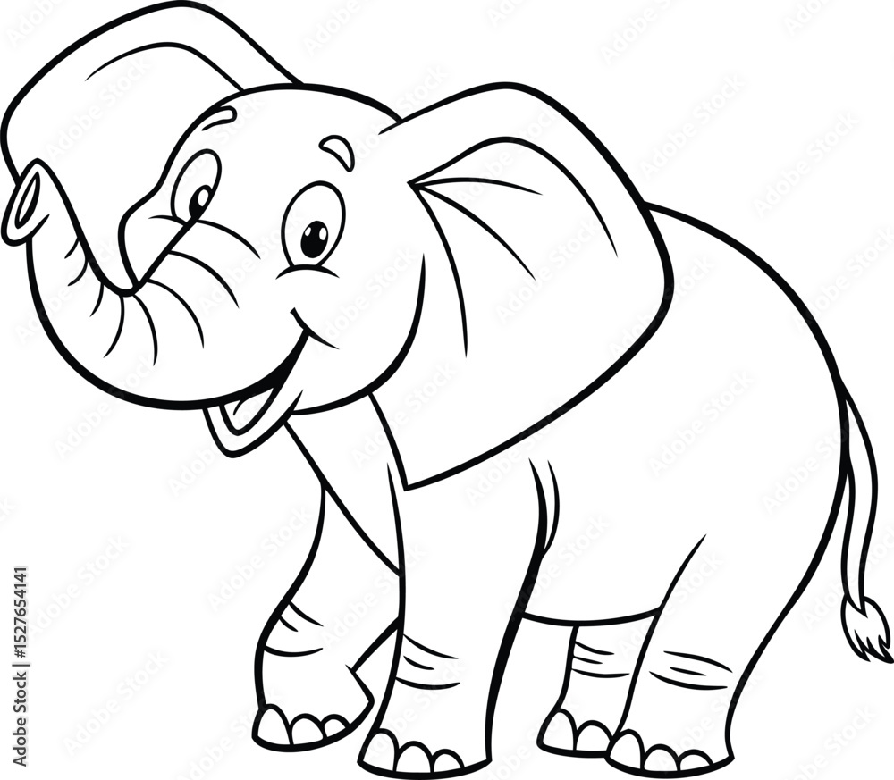 Obraz premium Adorable Baby Elephant Line Art Perfect for Children's Books and Cute Designs