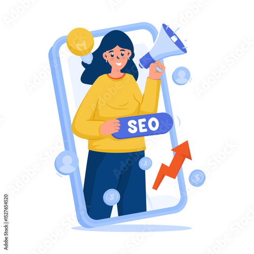 Promote digital marketing with SEO strategy vector illustration