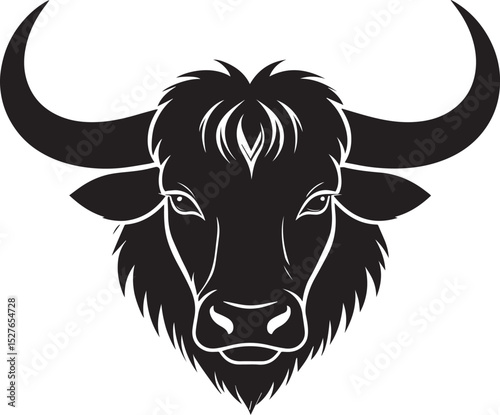 Yak Head in Silhouette Vector | Strong Black Vector Art for Rustic Animal Illustration