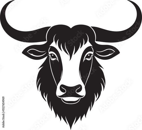 Yak Head in Silhouette Vector | Strong Black Vector Art for Rustic Animal Illustration