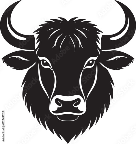 Yak Head in Silhouette Vector | Strong Black Vector Art for Rustic Animal Illustration