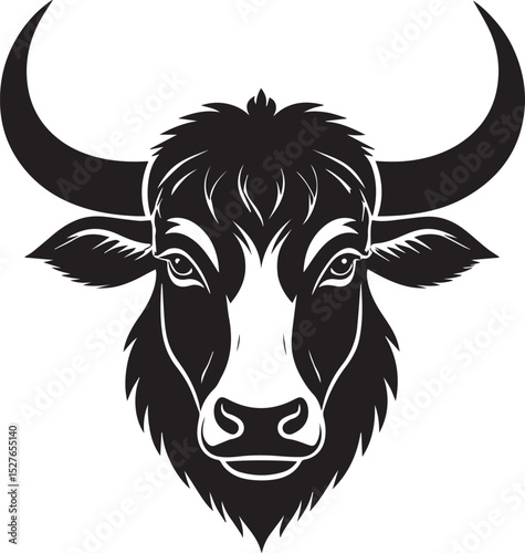 Yak Head in Silhouette Vector | Strong Black Vector Art for Rustic Animal Illustration