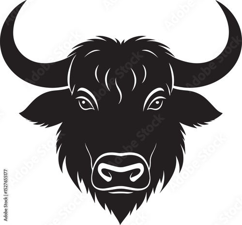Yak Head in Silhouette Vector | Strong Black Vector Art for Rustic Animal Illustration
