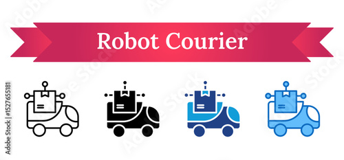 Robot Courier Multi Style - Robot truck carrying parcel representing automated delivery and smart logistics