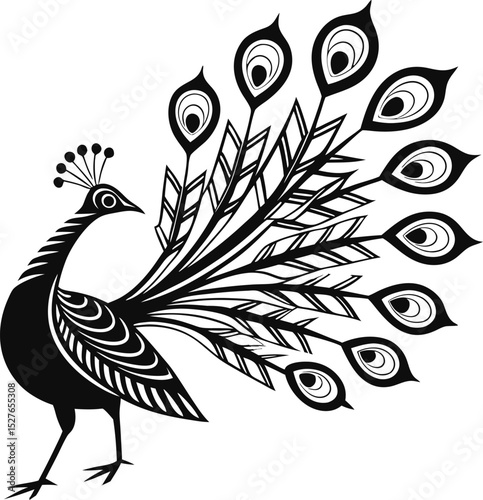 Vibrant peacock illustration detailed vector design