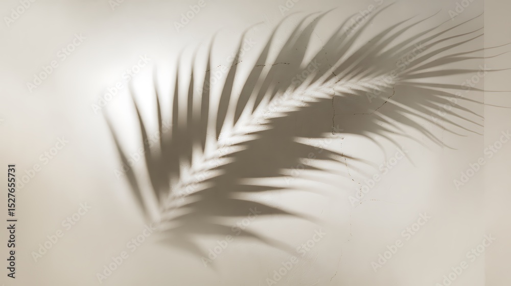 Obraz premium The Intricate Shadow of a Palm Frond Cast Upon a Wall
