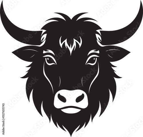 Yak Head in Silhouette Vector | Strong Black Vector Art for Rustic Animal Illustration