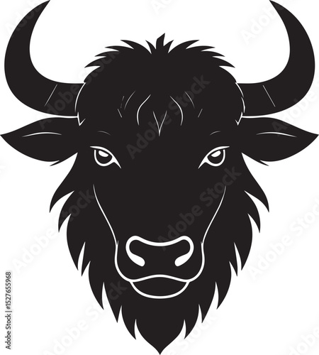 Yak Head in Silhouette Vector | Strong Black Vector Art for Rustic Animal Illustration