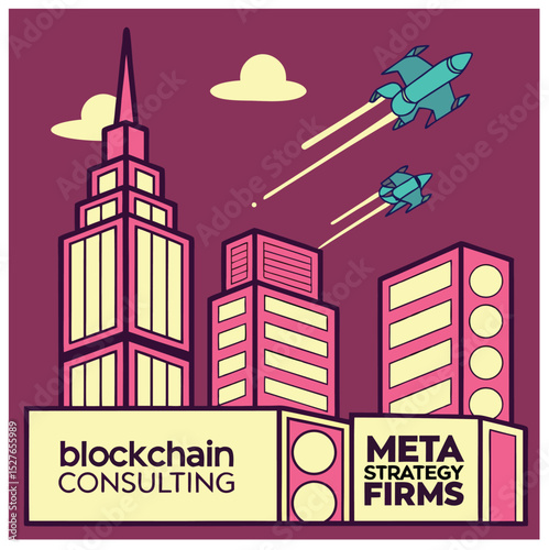 Blockchain consulting and meta strategy firms in a modern cityscape
