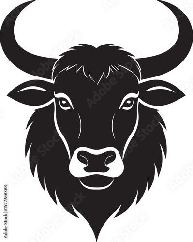 Yak Head in Silhouette Vector | Strong Black Vector Art for Rustic Animal Illustration