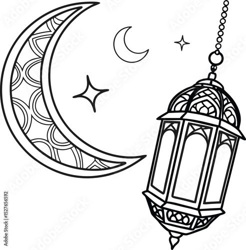 Elegant Crescent Moon and Lantern Design perfect for Ramadan branding logos icons and scalable graphic projects