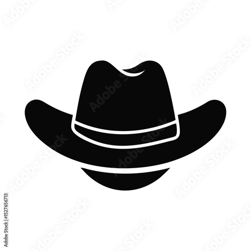Hand drawn cowboy hat silhouette White Background