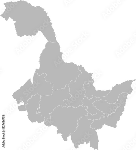 Heilongjiang, China – administrative vector map with city boundaries (Web Mercator projection, PPT-compatible & fully editable)