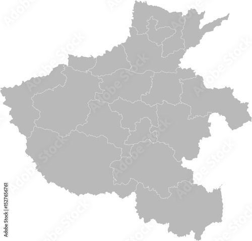 Henan, China – administrative vector map with city boundaries (Web Mercator projection, PPT-compatible & fully editable)