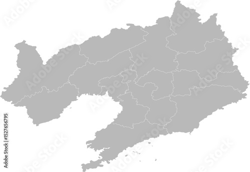 Liaoning, China – administrative vector map with city boundaries (Web Mercator projection, PPT-compatible & fully editable)