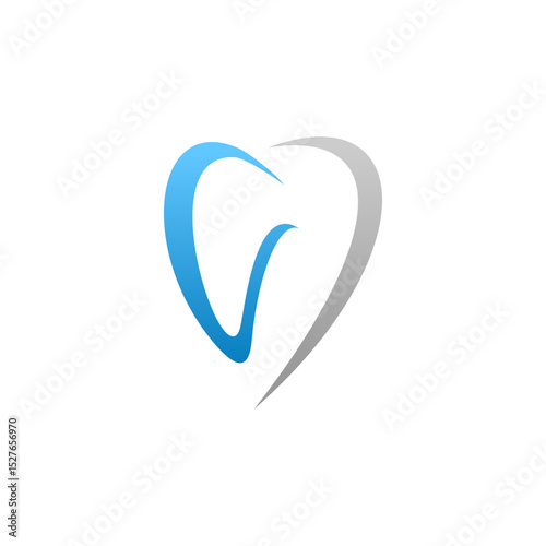 Abstract Dental Logo Design: Blue and Grey Heart-Shaped Tooth Icon