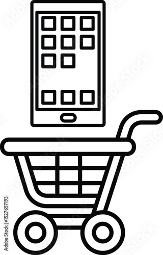 A shopping cart with a cell phone on top of it