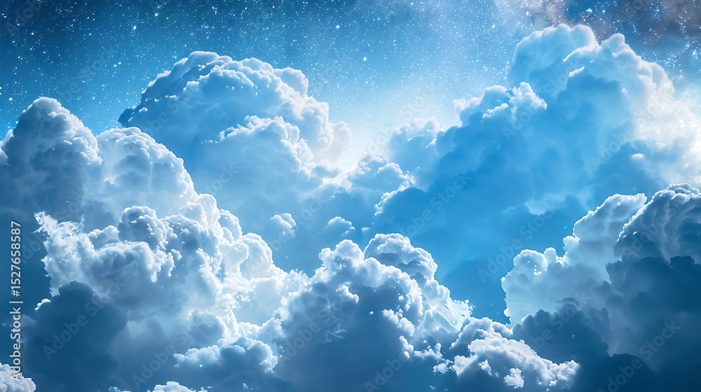 Naklejka premium Cosmic cloud background with deep blues and starscape detail - .